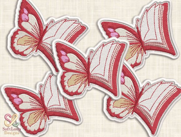 BUTTERFLY BOOK Patch Embroidery Design