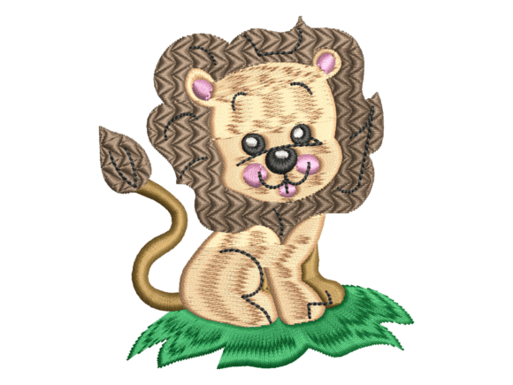 Cute Sitting Lion on Grass Embroidery Review