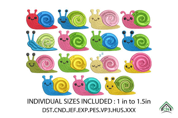 Cute Snail Embroidery Design Bundle for Etsy & Small Shop Sellers